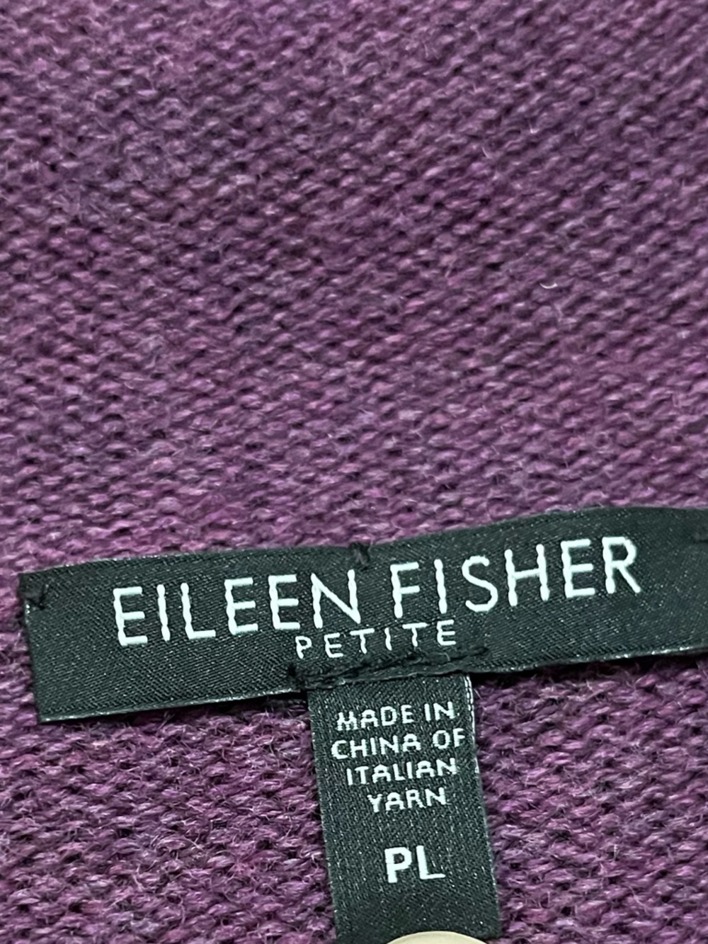 Eileen Fisher Merino Wool Shawl Collar Cardigan | Plum | Petite Large - Picture 9 of 9